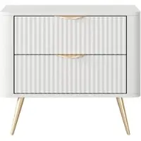AX Living NACHTTISCH Vespasia 2S Beige 63,2/55,3/38 cm – Geriffelte Fronten