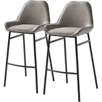 Home24 Barstuhl - 2er-Set - Webstoff / Eisen - Grau / Schwarz