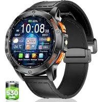 Lige GPS-Smartwatch für Herren mit 530-mAh-Akku (Anruf tätigen/annehmen), 3,6 cm Amoled-Smartwatch mit Herzfrequenz-SpO2-Schlafmonitor, IP68-Fitness-Tracker mit 180 Sportmodi für Android iOS, Schwarz