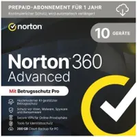 Norton 360 Advanced | 10 Geräte | 1 Jahr | Mit 200 GB Cloud-Backup
