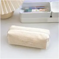 Markenlos Federmäppchen für Mädchen und Teenager aus Cordstoff in Beige