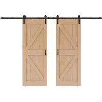 Inova Doppelflügelige Holzschiebetür 155 x 206,5 cm, Scheunentor Eiche, Komplettset mit schwarzem Beschlag und Softclose