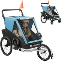 AIYAPLAY 2 in 1 Fahrradanhänger & Buggy 2-Sitzer Fahrrad Anhänger für Kinder