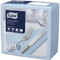Tork Dinnerservietten Hellblau, 1/4-Falz, 2‐lagig, 40 cm × 39 cm, 12 × 150 Servi...