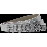 HUGO Gürtel aus italienischem Leder mit Kristall-Logo und durchgehendem Innenfutter
