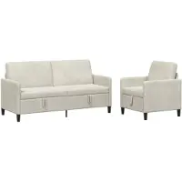vidaXL Sofa Set mit Stauraum 2 stk. Creme Polyester