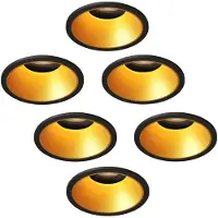LEDVION 6er Set LED Einbaustrahler Rund Schwarz Warmweiss GU10 Fassung