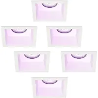 LEDVION 6er Set LED Einbaustrahler Quadratisch Weiss smart 4.9W RGB
