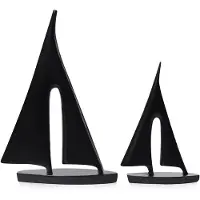 Semoic Moderne Skulpturen, Heimdekoration, Segelboot-Dekoration, Bootsdekoration, Statuendekor, Kunstskulpturen und -Statuen (2 STK) Schwarz