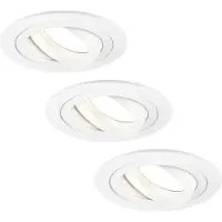 LEDVION 3er Set LED Einbaustrahler Rund Weiss 3W dimmbar Warmweiss