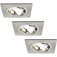 LEDVION 3er Set LED Einbaustrahler Edelstahl 3W dimmbar Warmweiss