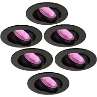 LEDVION 6er Set LED Einbaustrahler Rund Schwarz RGB dimmbar smart