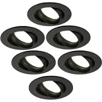 LEDVION 6er Set LED Einbaustrahler Rund Schwarz 3W dimmbar Neutralweiss
