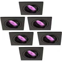 LEDVION 6er Set LED Einbaustrahler Schwarz RGB dimmbar smart
