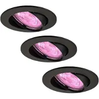 LEDVION 3er Set LED Einbaustrahler Rund Schwarz RGB dimmbar smart