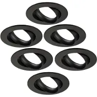 LEDVION 6er Set LED Einbaustrahler Rund Schwarz 3W dimmbar Kaltweiss