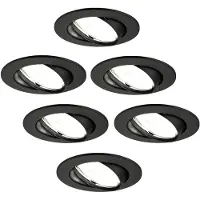 LEDVION 6er Set LED Einbaustrahler Rund Schwarz 3W dimmbar Kaltweiss