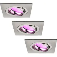 LEDVION 3er Set LED Einbaustrahler Edelstahl RGB dimmbar Wifi