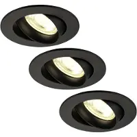 LEDVION 3er Set LED Einbaustrahler Rund Schwarz 3W dimmbar Warmweiss