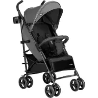 Tulano Davos 35 Kinderwagen mit Liegefunktion, XXL-Verdeck, Fußstütze, Beindecke, Moskitonetz, Grau-Schwarz