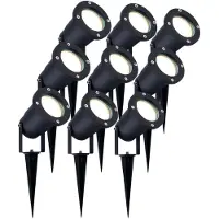 LEDVION 9er Set Gartenstrahler mit Erdspieß IP65 3W 4000K GU10 dimmbar