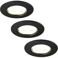 LEDVION 3er set LED Einbaustrahler Schwarz 5W Warmweiss wasserdicht IP65