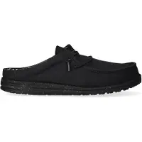 HeyDude Wally Slip Canvas Herren Slippers Black/Black Größe 45