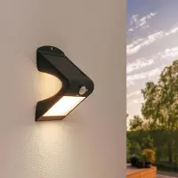 LEDVION Moderne Solar LED Wandlampe sensor 1.5W Warmweiß IP65 Schwarz Mit