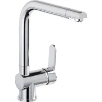 AquaSu 'Niederdruck Spültischarmatur Sanmix Style, für Boiler oder Warmwasseranschluss, hoher Auslauf, Keramikkartusche, leichte Schaftbefestigung, Messingkern, verchromt, 797801