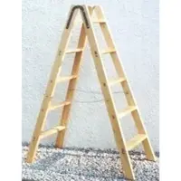 Proregal Maler Stufenleiter Made in Germany 2 x 5 Stufen 1,44 m Länge Eimerhaken Holzleiter Klappleiter