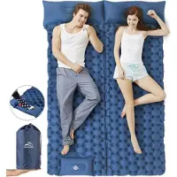 Famanu Camping Schlafmatte Doppel mit Kissen - Leichte Doppel Campingmatte mit Fußpumpe