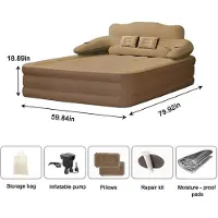 StarTech.com Luftbett 2 Personen - Aufblasbare Camping Matratze - Mit Rückenlehne - 152x203x48 cm - Für Indoor und Outdoor - Braun
