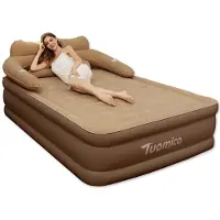StarTech.com Camping Luftbett 2 Personen - Aufblasbare Matratze mit Rückenlehne - 203x152x48 cm - Für Indoor und Outdoor - Flockige PVC-Oberfläche - Braun