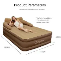 StarTech.com Aufblasbare Matratze - Doppel Luftbett - 2 Personen - 152x203x22 cm - Camping & Auto Rückbank - PVC, braun