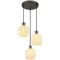 Globo Lighting LED Hängeleuchte, 3-flammig, Schwarz matt, Glas, H 120 cm