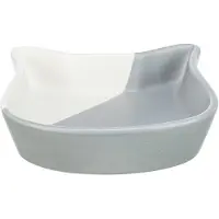 Trixie Bowl, cat head, ceramic, 0.2 l/ø 13 cm, grey/white
