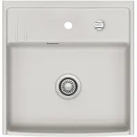 SYSTEMCERAM Elementspüle KENTRO 60 in ALU für AP-Tiefe 60 cm - Excenterbedienung / / Keramikspüle