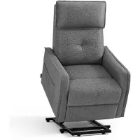 MCombo M Fernsehsessel mit Aufstehhilfe Elektrisch, Fernsehsessel mit liegefunktion bis 135°, Massage & Heizung, Seniorensessel 7027 (Stoff, Grau)