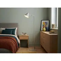 Meine Wunschleuchte Kleine dimmbare Retro Stehlampe zum Lesen mit Schwenkarm, Hellgrau, Höhe 126,5cm