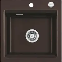 SYSTEMCERAM KeraDomo Spüle KARA 51 in SIENA mit Excenterbetätigung / ab Schrankbreite 50 cm / Einbauspüle