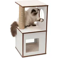 Famanu Katzenkratzbaum mit Spielhaus - Kompakte Kletterbaum