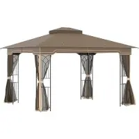 Markenlos Gartenpavillon - Pergola mit Insektenschutz und Eckregalen - 3,65 m x 3 m x 2,7 m