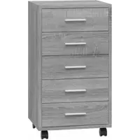 Helloshop26 - Schubladenschrank mit Rollen 33 x 38 x 63 cm moderner flexibler Stauraum Holzwerkstoff grau