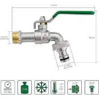 OEM Gartenwasserhahn, Accessoires aus Edelstahl, 1/2'' x 3/4'' (2 St)