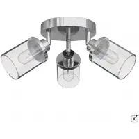 Licht-Erlebnisse Spot Lampe Metall Glas verstellbar 35 cm breit IP44 Chrom G9 3-flammig Jugendstil Strahler