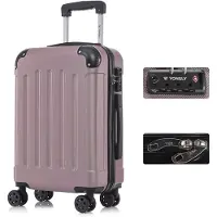 YONSLY Premium Reisekoffer TSA-Schloss,YKK-Reißverschluss Hartschalen-Koffer Trolley Kabinenkoffer Rollkoffer Suitcase Handgepäck (Rose Rot, M)