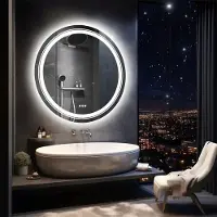 StarTech.com LED Badspiegel - Runder Wandspiegel - Hinterleuchtet - Antibeschlag Anti-Fog - Touchsensor - Farbtemperatur 3000K–6000K einstellbar - IP44 - 60 cm (24 Zoll)