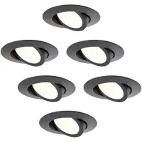 LEDVION 6er set LED Einbaustrahler Schwarz 5W Warmweiss wasserdicht IP65
