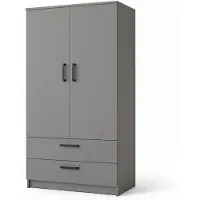 MargaretHadas24 Margaret Hadas24 TAMARA Kleiderschrank 90 cm, 2-türiger Drehtürenschrank mit Kleiderstange und Regalen, mit Schubladen, Moderne Garderobe, grau