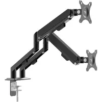 HomeShopXL Doppel-LCD-Monitorarm - teleskopisch, Tischmontage - geeignet für 2 Monitore bis zu 30 Zoll - max. 9 kg pro Arm - VESA 75x75/100x100 - schwarz [39684]